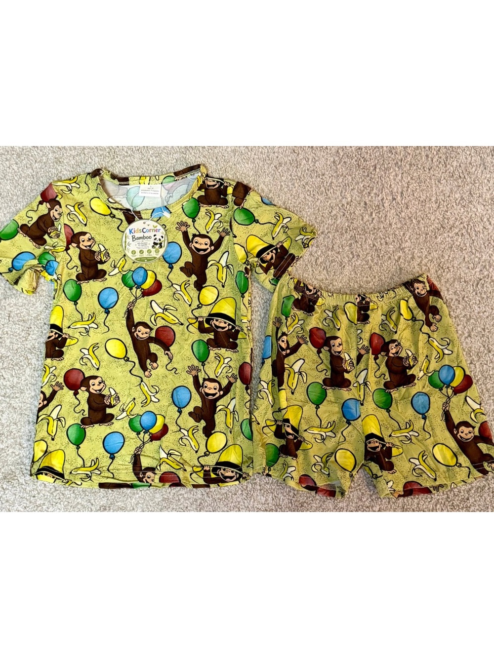NWT Kids Corner Bamboo Curious George Pajama Set Size 4T